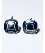 VINTAGE Niello and Sterling Silver Geometric Abstract Modernist Cufflinks - £15.57 GBP
