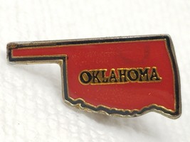 Pin State of Oklahoma Red Black and Gold Metal Bubble Vintage  - $9.45