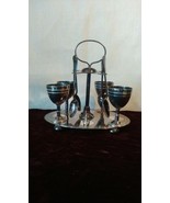 Vintage Silver-Plated English Egg Cup Set With Spoons &amp; Tray - $1,066.26 CAD