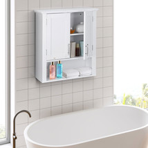 3-tier Wall Storage Cabinets Shelf Over Toilet Wall Cabinet w/ Doors Org... - £61.18 GBP