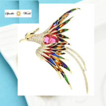 Beautiful Multicolour Crystal Phoenix Bird Brooch for Women Men Flying Beauty - £8.92 GBP