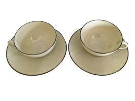 Lenox Olympia Cups Saucers 2 Sets Platinum Rim Made in The U.S.A. Vintag... - €14,69 EUR
