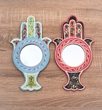 Mirror wood Hand painted frame, Set of 2 Arch wall decor mirrors, Colorful frame - £80.17 GBP