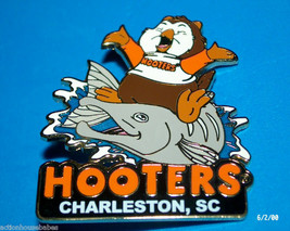 Hooters Restaurant Girl Charleston Sc South Carolina Hootie Riding A Salmon Pin - £14.30 GBP