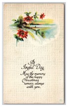 Joyful Christmas Poinsettia Flowers Landscape UNP DB Postcard U27 - £2.29 GBP