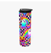 Kawaii Halloween 17oz Travel Tumbler - Psychedelic Spooky Rainbow Design - $616.90 MXN
