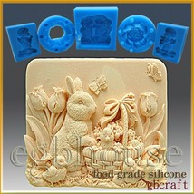 Food Grade Silicone Chocolate/fondant Mold - Missy’s Garden &amp; Bunny - £25.81 GBP