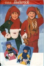 Butterick 4664 Child Mittens Scarf Hats Winter Santa Snowman Pattern UNCUT FF - £11.86 GBP