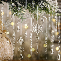 18Pcs Christmas Tree Decoration Crystal Ornaments - Hanging Acrylic Christmas Sn - £11.06 GBP