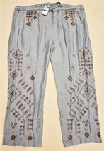 Johnny Was Embroidered Flare Citalee Pants Sz.XL Fog - £120.17 GBP