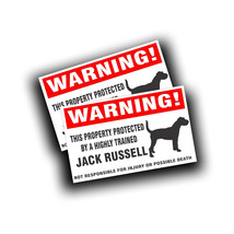 2X Warning Trained Jack Russell Terrier Decal Sticker for Pet Fence Car ... - £12.48 GBP