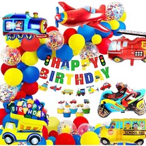 Transportation Birthday Decoration For Boys Happy Birthday Banner Cars School Bu - £30.01 GBP