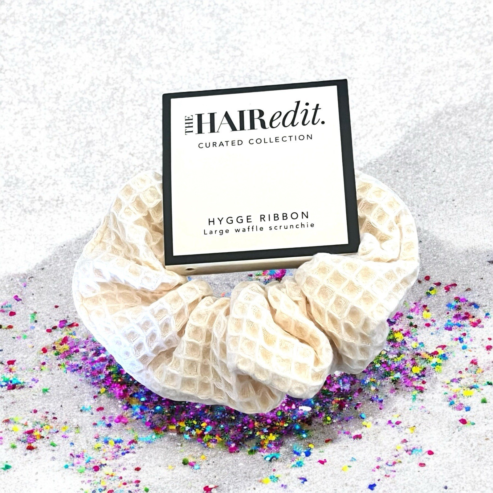 The Hair Edit Hygge Ribbon Waffle Scrunchie in Ivory Brand New With Tags - $6.92
