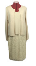 Rena Rowan Yellow Beaded Silk Knit Cardigan &amp; Sleeveless Tank w/ Lace Sk... - £39.52 GBP