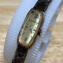 Vintage Bulova Watch Swiss Hand Wind Lady 17 Jewel Gold Tone Long Barrel 5.75&quot; - £22.77 GBP