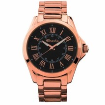 NEW Maurice Eberle 15092 Women&#39;s Arris Roman Numeral Black Dial Rose Gold Watch - £17.41 GBP