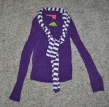 Girls Sweater 2 Pc Sugar Purple &amp; White Long Sleeve &amp; Scarf Set $36-size 14 - £12.63 GBP