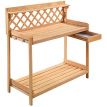 Solid Wood Garden Work Table Potting Bench in Natural Finish - £225.08 GBP