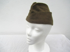 Vintage 1950s French army brown wool side cap military hat garrison forage m47 - £11.99 GBP+