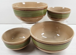 4 Pc Gibson Retreat Green Soup Cereal All Purpose Bowls Mix Set Emboss Rings Lot - £54.34 GBP