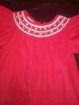 Vintage Baby Petit Bebe Embroidered Smocked Red Dress Girls Toddler Baby 24 M - £30.65 GBP