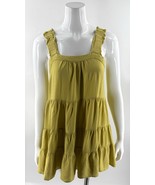Shinestar Swing Sun Dress Sz Medium Tiered Boho Yellow Ochre Square Neck... - $399.53 MXN