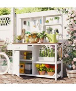 TOPMAX Fir Wood Potting Bench with Hutch - Garden Workstation &amp; Storage - $6,122.48 MXN