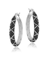 1.25ct Round Cut Black Diamond Trendy Women&#39;s Hoop Earrings 14k White Go... - €70,87 EUR