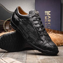 Bari Genuine Lizard Fashion Sneaker Patchwork Design Black image 6