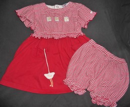 Vintage ABSORBA Little Chickies 2 PC Dress &amp; Bloomer Set--Red/Whi cotton... - $19.95