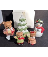 VTG Set Of 5 HOMCO 5101 Bear Dad Girl Boy Snowman Tree Winter Christmas ... - $12.82