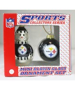 VINTAGE SEALED Pittsburgh Steelers Glass Snowman + Ball Christmas Orname... - £15.57 GBP