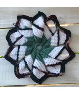 Handmade Crochet Knit Pinwheel Spiral Twist Hot Pad Doily Trivet Burgund... - $16.25