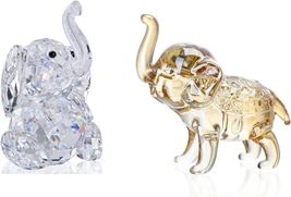 Handmade Crystal Elephant Figurine, Glass Art Animals Collectible Gift Home Deco - £27.25 GBP