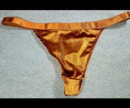 Elegant Shiny Glossy Velvet Satin Copper String Thong Panties SZ-L Romantic Sexy - £11.72 GBP