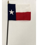 New Texas State Mini Desk Flag - Black Wood Stick Gold Top 4” X 6” - $6.81 CAD