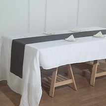 Charcoal Gray 12X108&quot;&quot; Premium Polyester Table Runner Faux Burlap Wedding Party  - £9.09 GBP