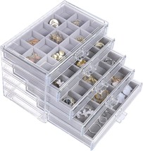 Misaya Earring Jewelry Organizer With 5 Drawers, Clear Acrylic Jewelry B... - $43.93