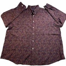 Roundtree &amp; Yorke Paisley Button Down Long Sleeve Shirt 2XL Red Y2K Cotton - £15.42 GBP
