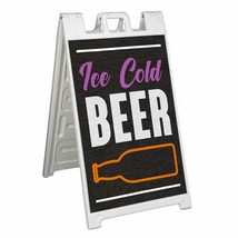 Ice Cold Beer Signicade 24x36 Aframe Sidewalk Sign Banner Decal Drinks - £33.94 GBP+
