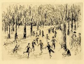 Original 1925 Etching MAX LIEBERMANN "Eislauf" (Ice Skating) - $144.05