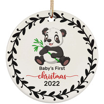 Cute Panda Baby Bear First Christmas Ornament Tree Decor 2022 Anniversary Gift - £11.82 GBP
