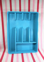 Swell Vintage Aqua Blue 5 Section Hard Plastic Flatware Silverware Caddy Tray - £12.99 GBP