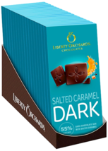 18 Dark Chocolate Bars Salted Caramel 55% cocao 18x90g Liberty Orchards USA - $37.61