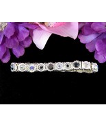Dark Gray &amp; Clear Aurora Borealis RHINESTONE BRACELET Vintage Slvrt Elas... - €14,50 EUR