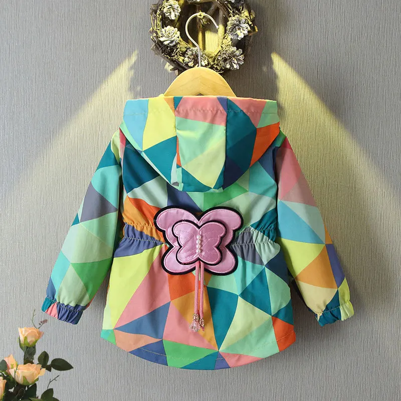 Spring Summer Autumn Girls Fashion Thin Flower Hooded Jacket Baby Kids Children  - £85.21 GBP