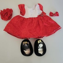 Build a Bear Satin Heart Valentines Day Fancy Dress Shoes Bag Bow Red / ... - $21.24 CAD