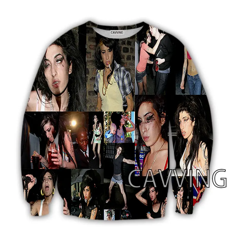 CAVVING 3D Printed Amy Winehouse  Crewneck s Harajuku Styles Tops Long Sleeve s  - £104.92 GBP