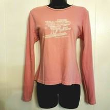 Old Navy Cotton Shirt Perfect Fit Stretch Knit Top size Med Pink Ski Cam... - $15.84