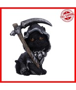 Amara Grim Reaper Feline Cat Figurine - 10.2cm Hand-Painted Gothic Decor - $507.21 MXN